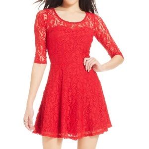 Red lace dress size XS sleeve NWT